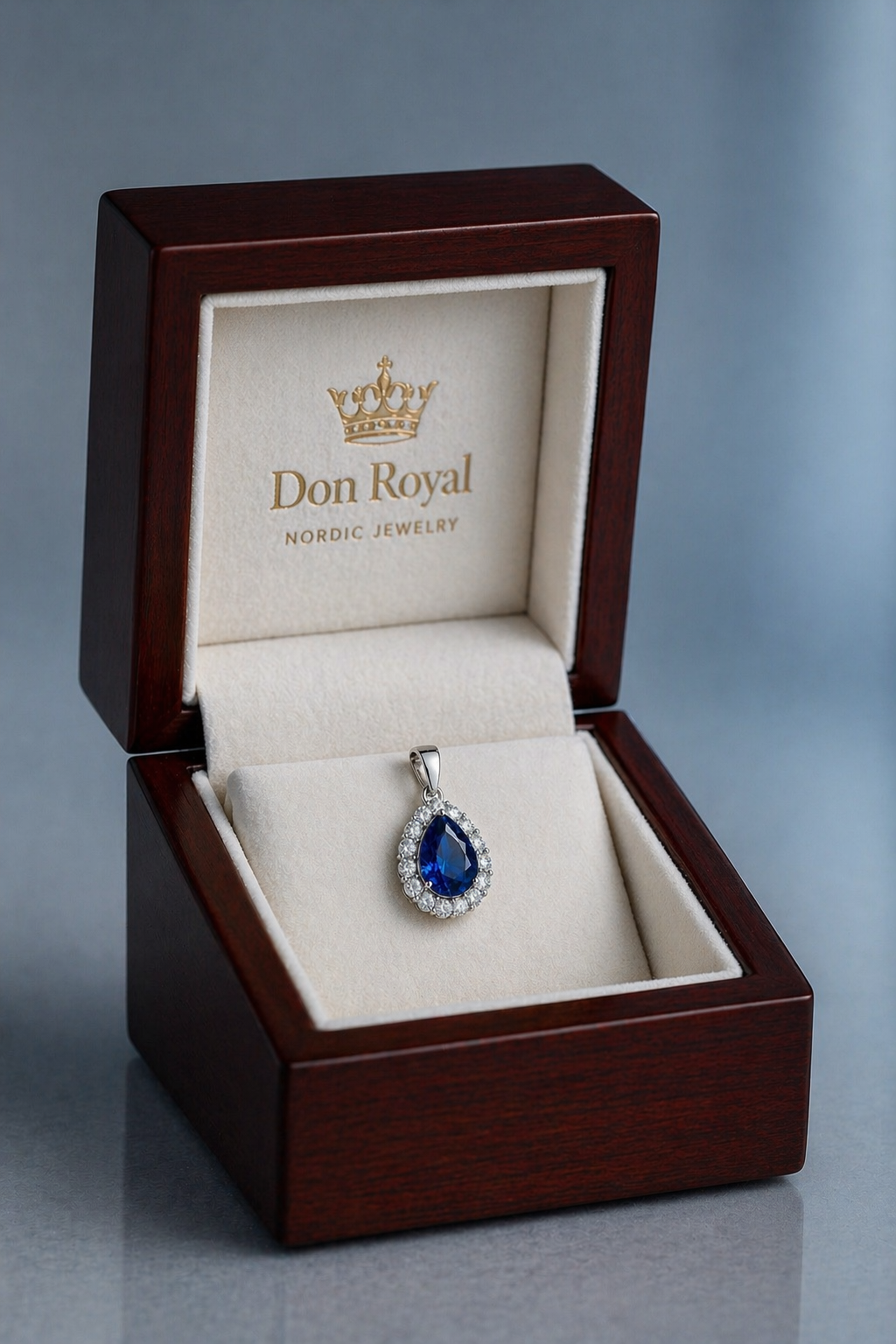 GIA certified blue sapphire halo diamond white gold pendant for necklace