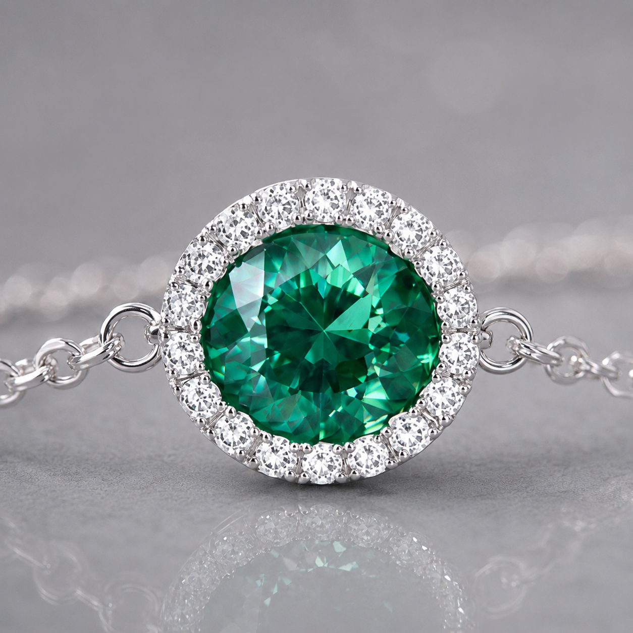 Natural Alexandrite Diamond Halo Handcrafted Platinum Bracelet