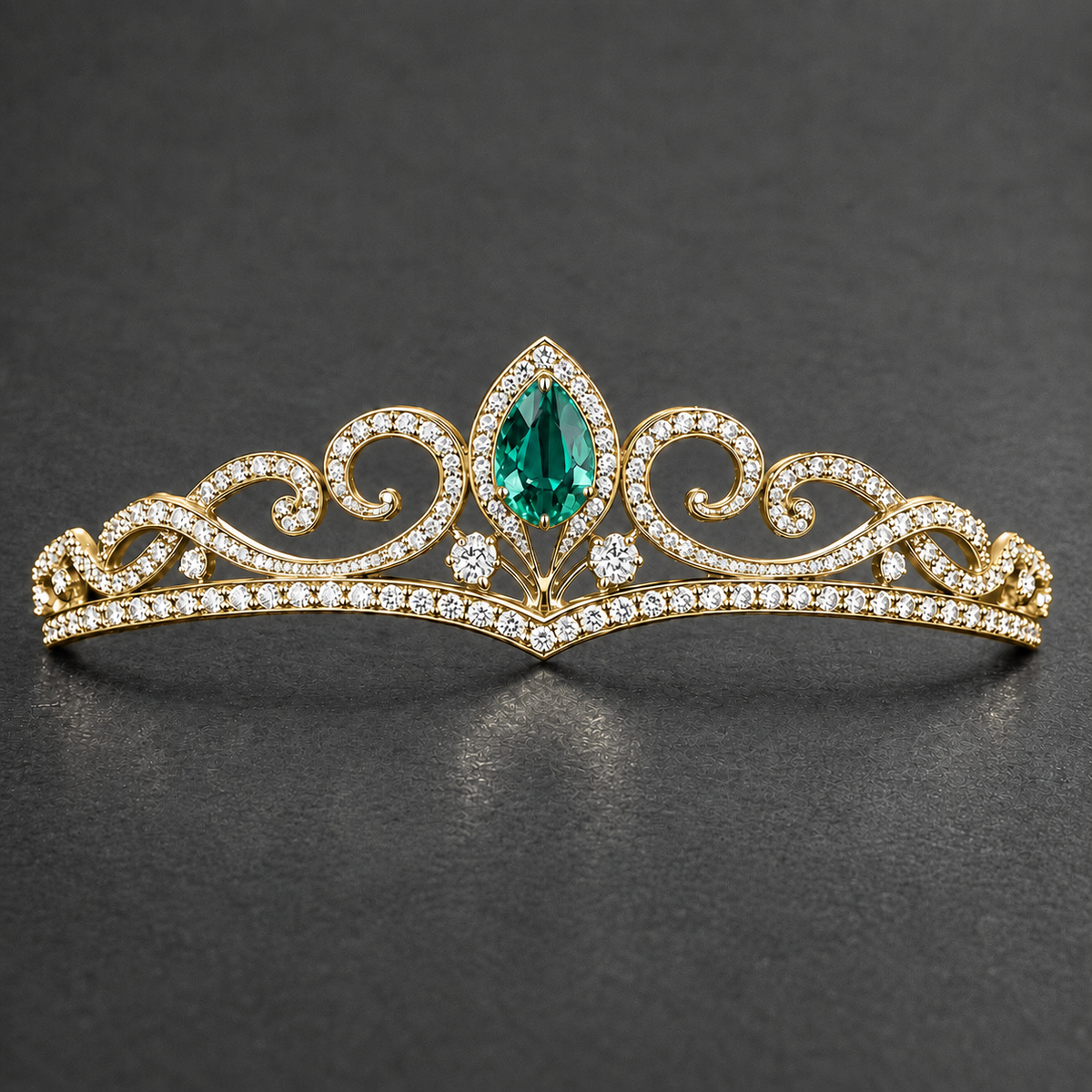 Natural Alexandrite Diamond Handcrafted Yellow Gold Tiara