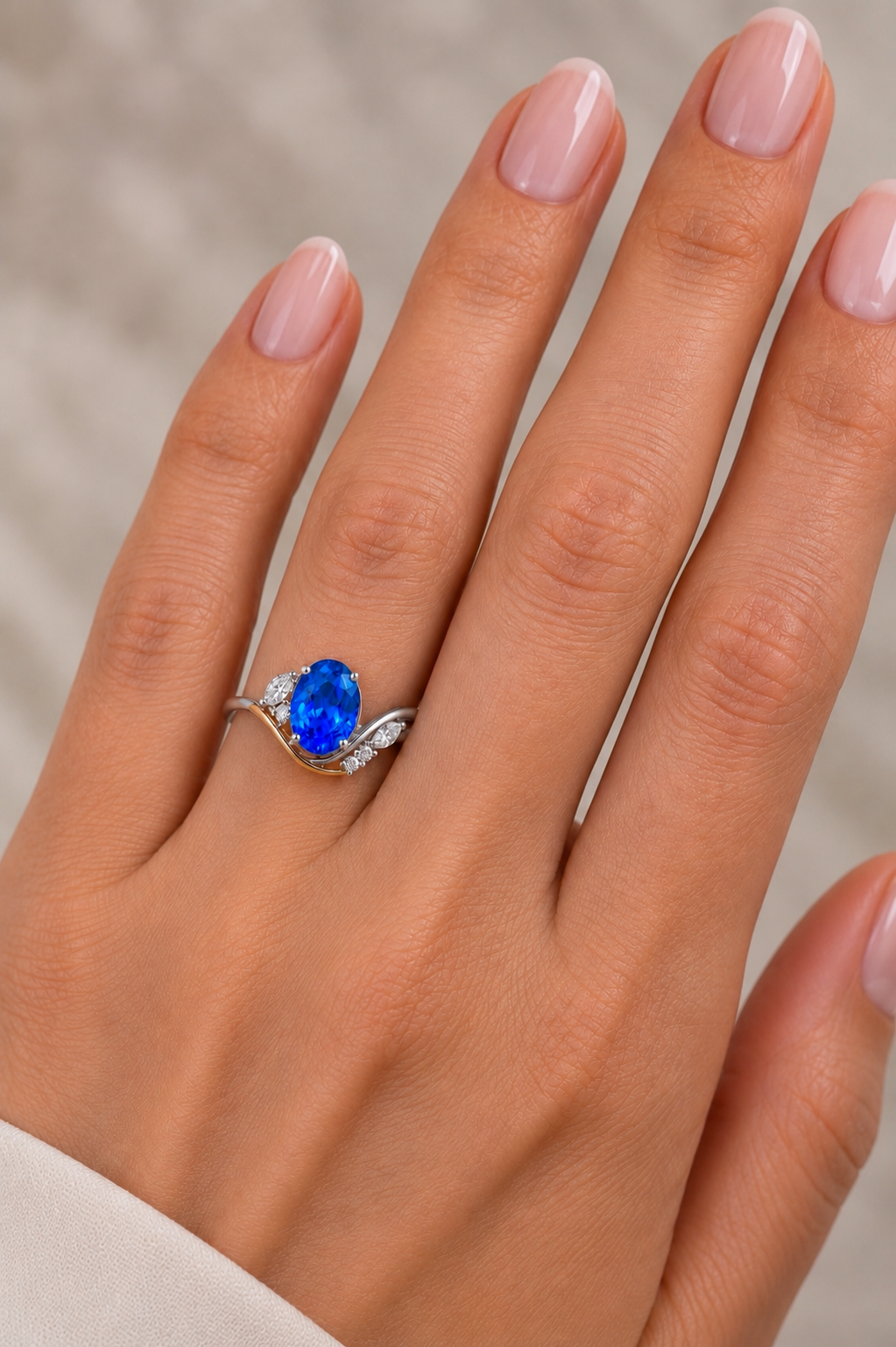 Celestine Blue Sapphire & Diamond Ring