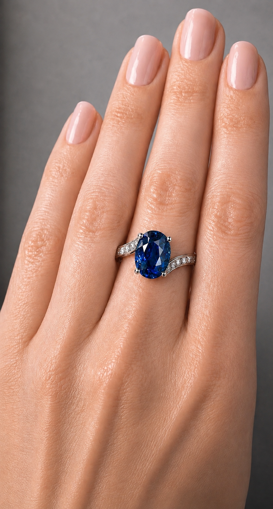Natural Blue Sapphire Diamond Handcrafted Gold Ring Model