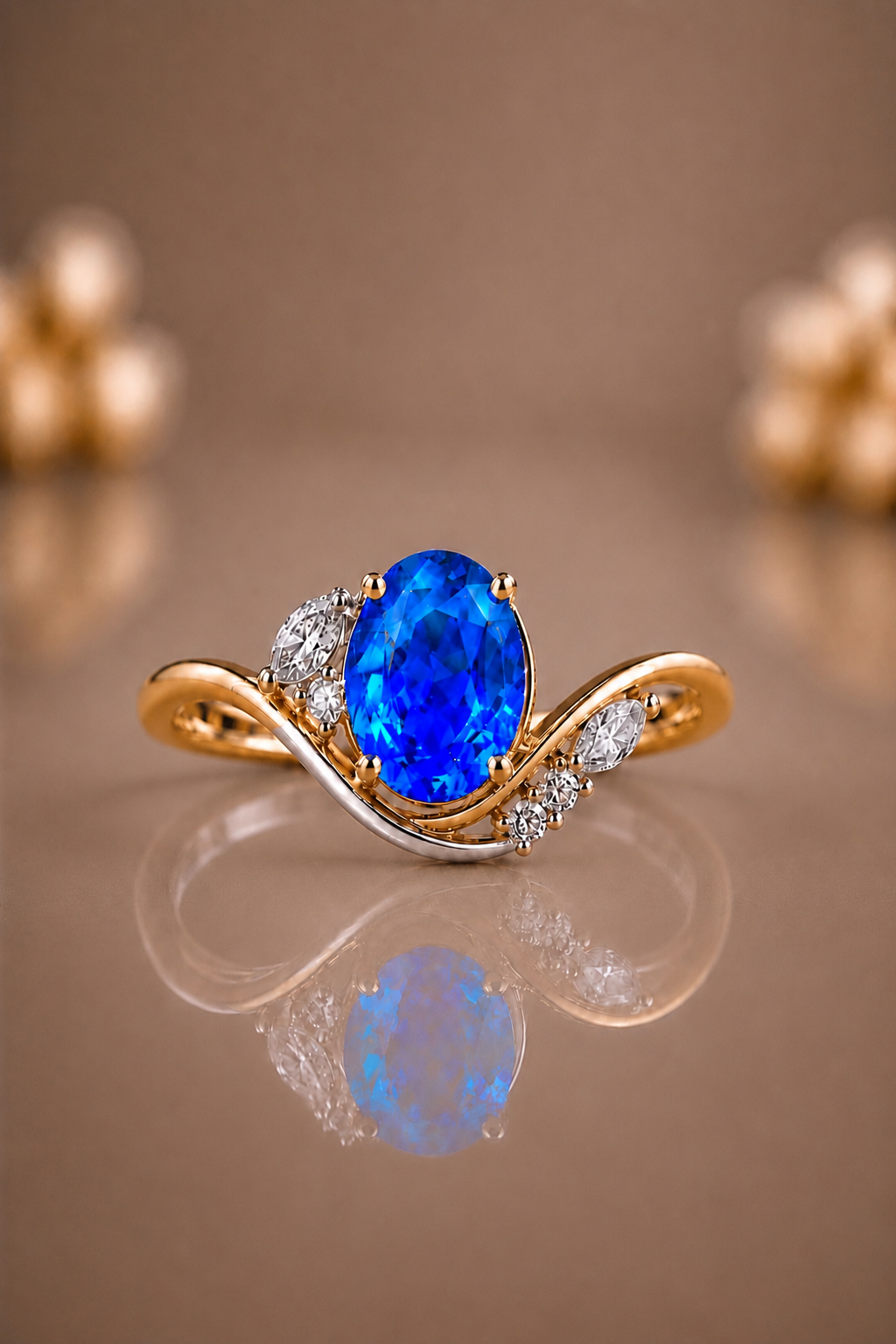 Celestine Blue Sapphire & Diamond Ring