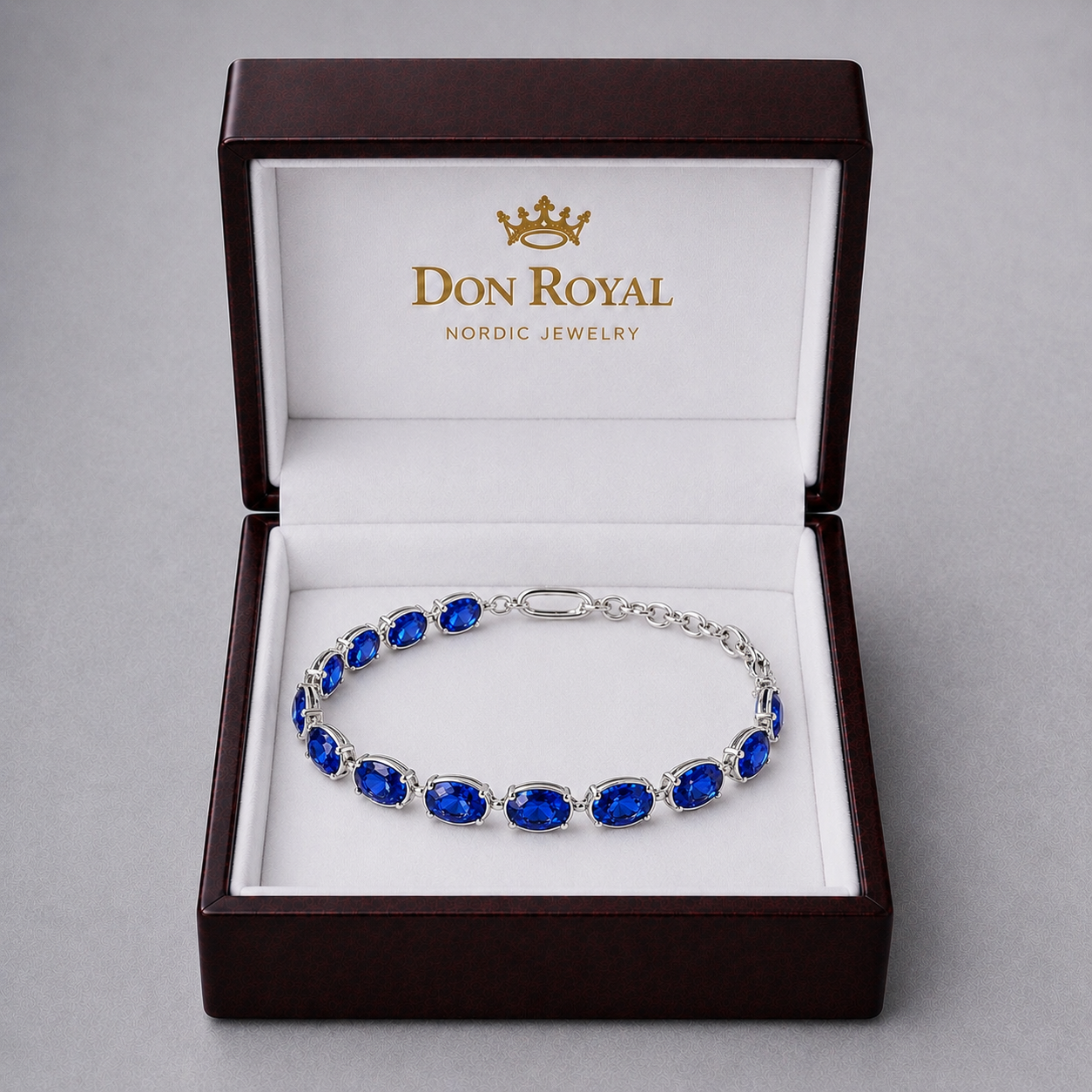 Natural Blue Sapphire Handcrafted Gold Bracelet Box