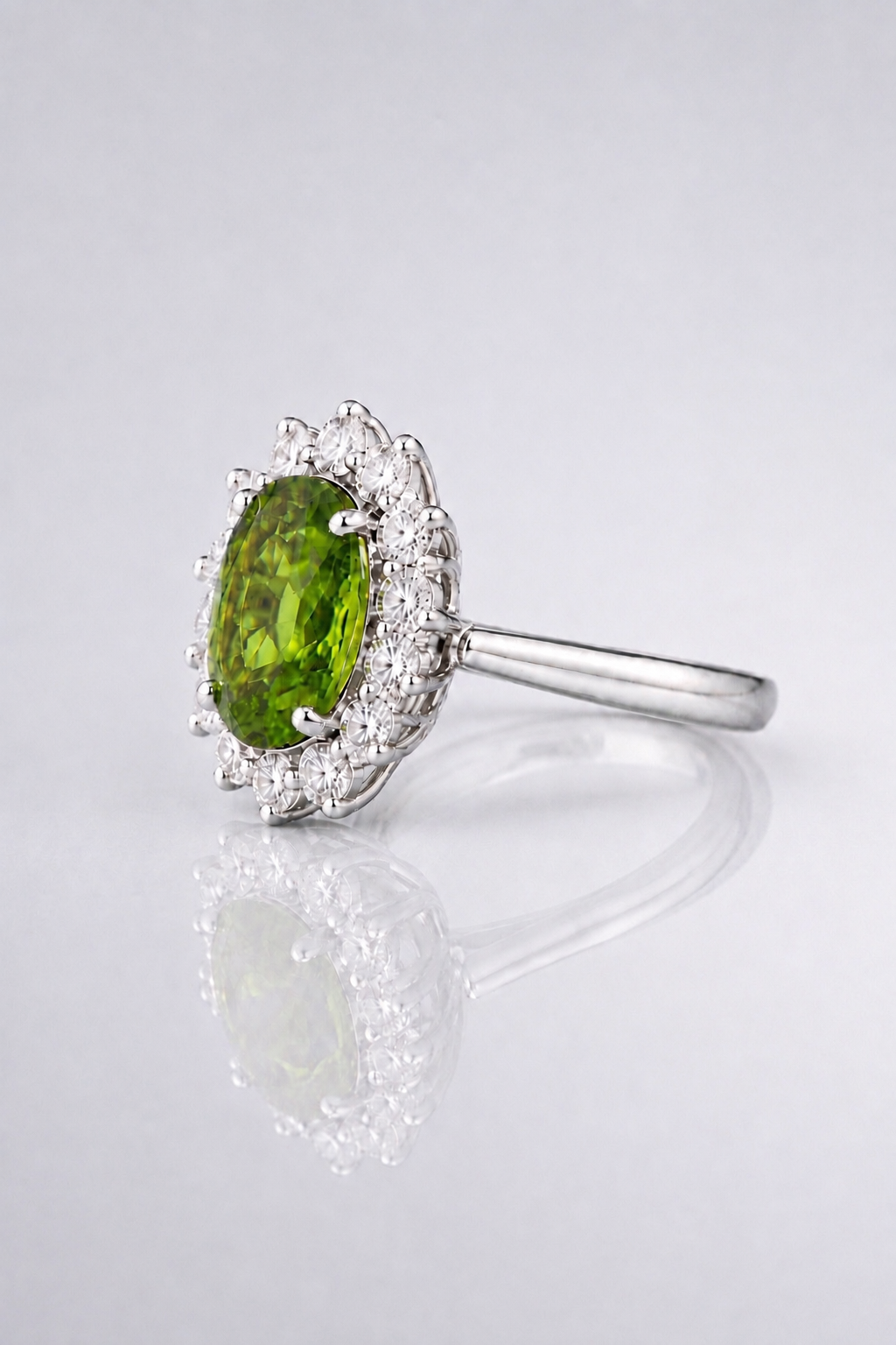 Natural Color Changing Alexandrite Diamond Halo Handcrafted Platinum Ring