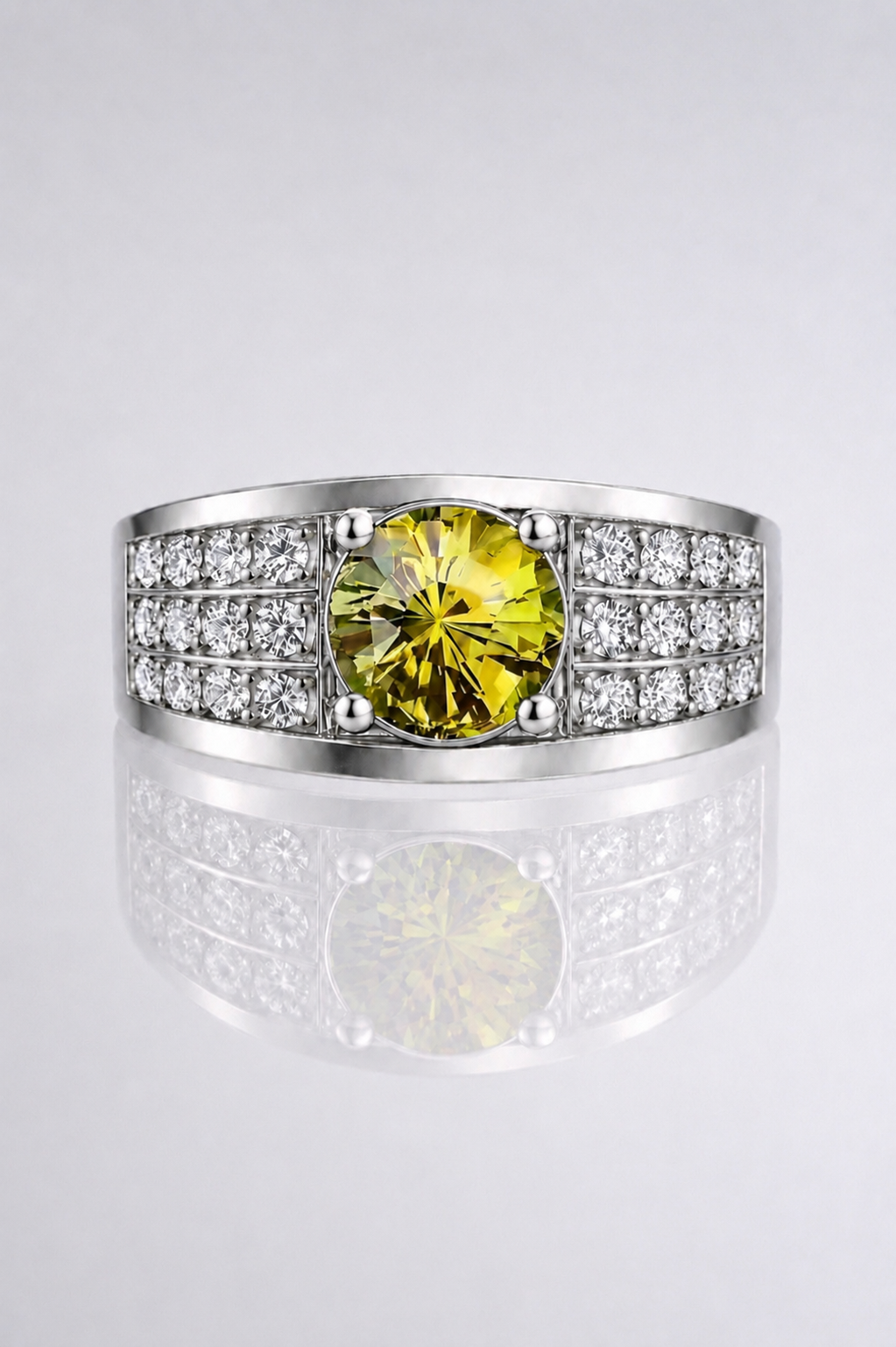 Natural Color Changing Alexandrite Diamond Handcrafted Unisex White Gold Ring