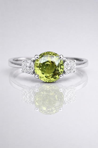 Natural Color Changing Alexandrite Diamond Handcrafted White Gold Ring