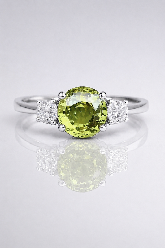 Natural Color Changing Alexandrite Diamond Handcrafted White Gold Ring