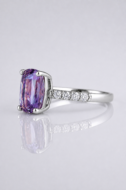 Natural Grey Spinel Diamond Handcrafted Platinum Ring