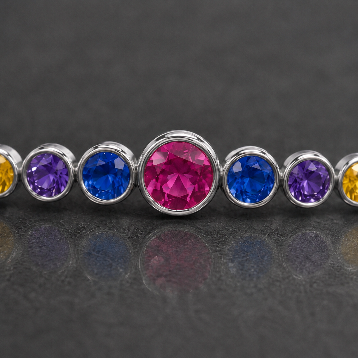 Natural Multicolored Sapphire Handcrafted Platinum Tiara