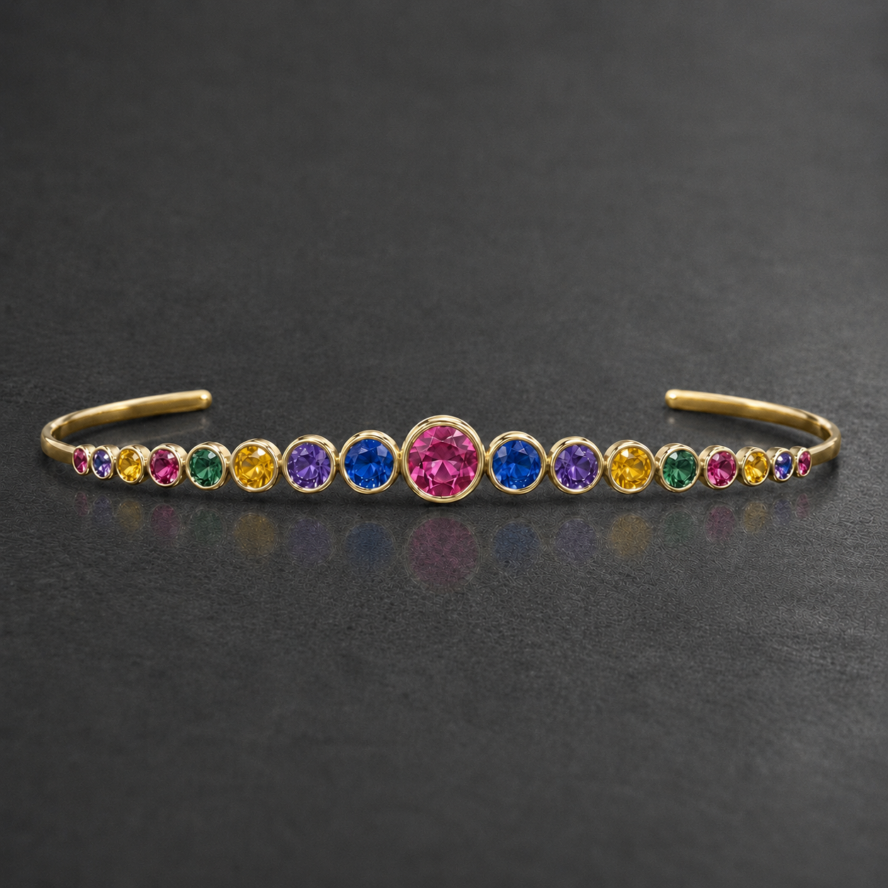Natural Multicolored Sapphire Handcrafted Yellow Gold Tiara