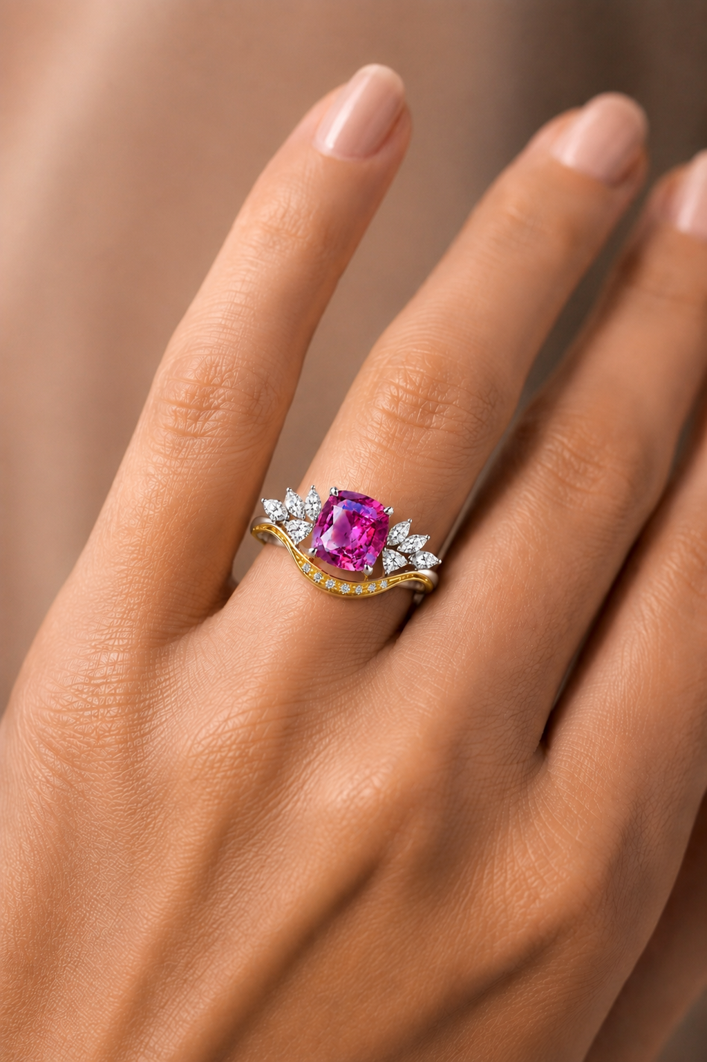 Rozalie Pink Sapphire & Diamond Ring