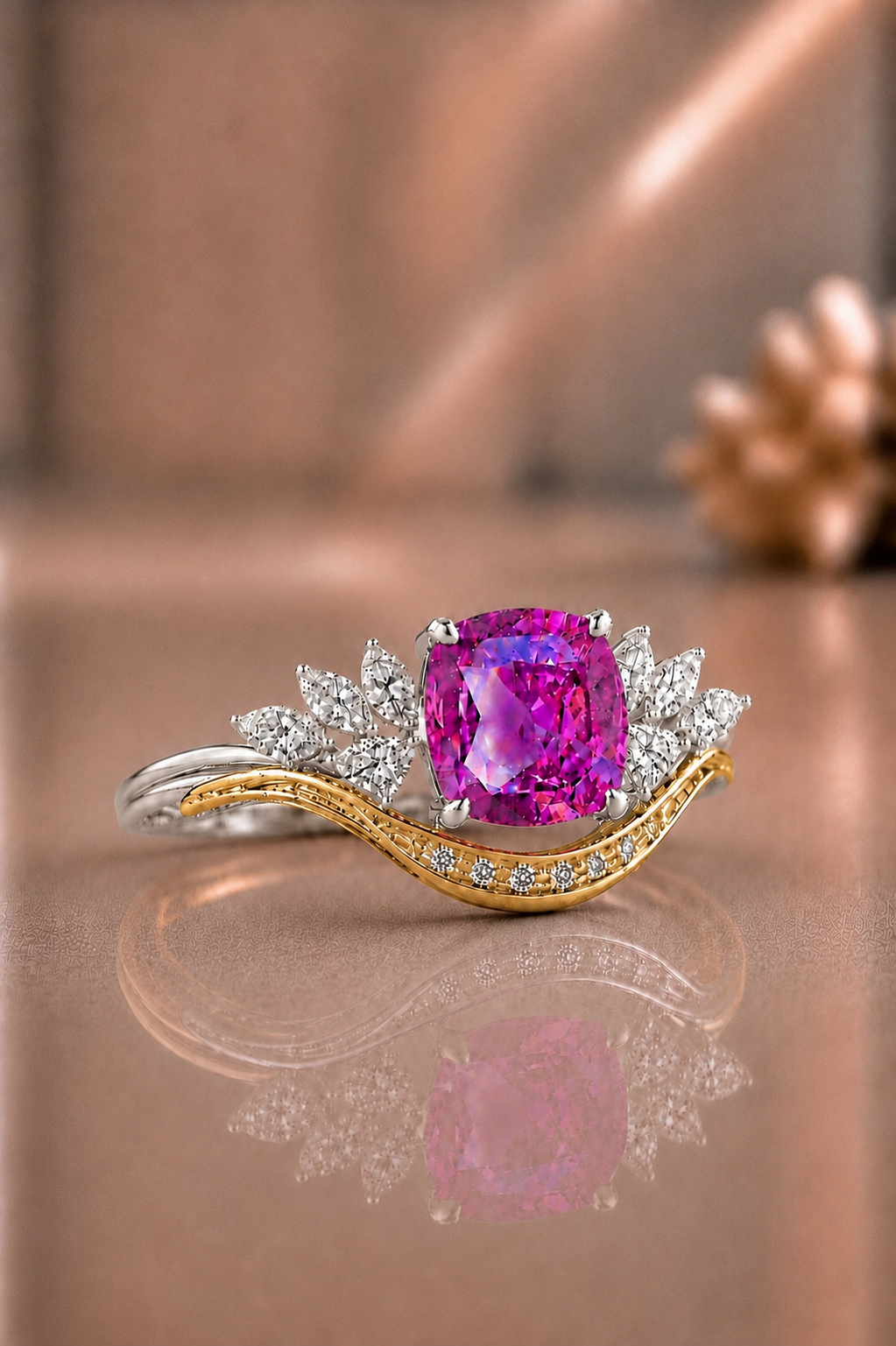 Rozalie Pink Sapphire & Diamond Ring
