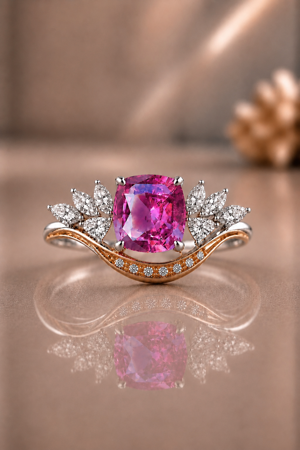 Rozalie Pink Sapphire & Diamond Ring