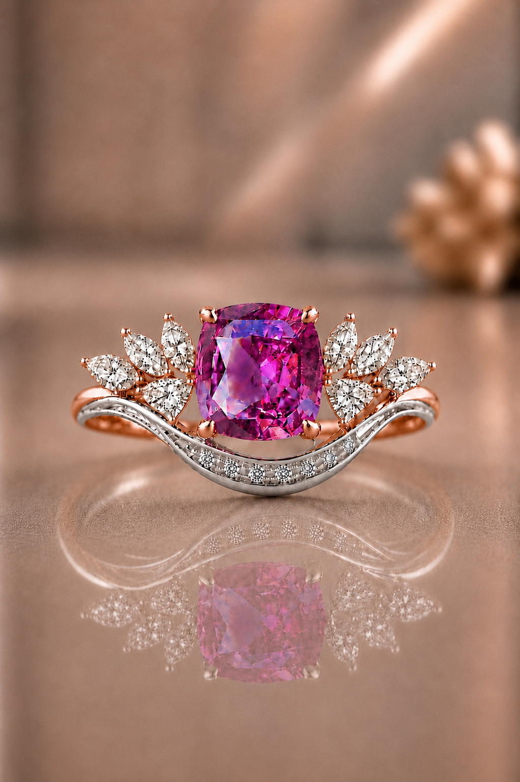 Rozalie Pink Sapphire & Diamond Ring