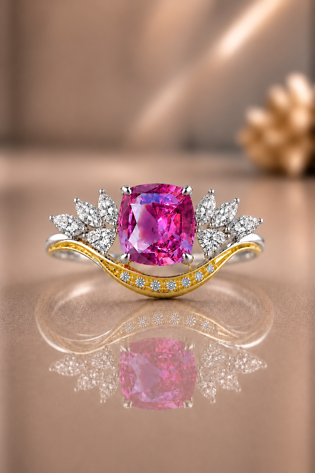 Rozalie Pink Sapphire & Diamond Ring