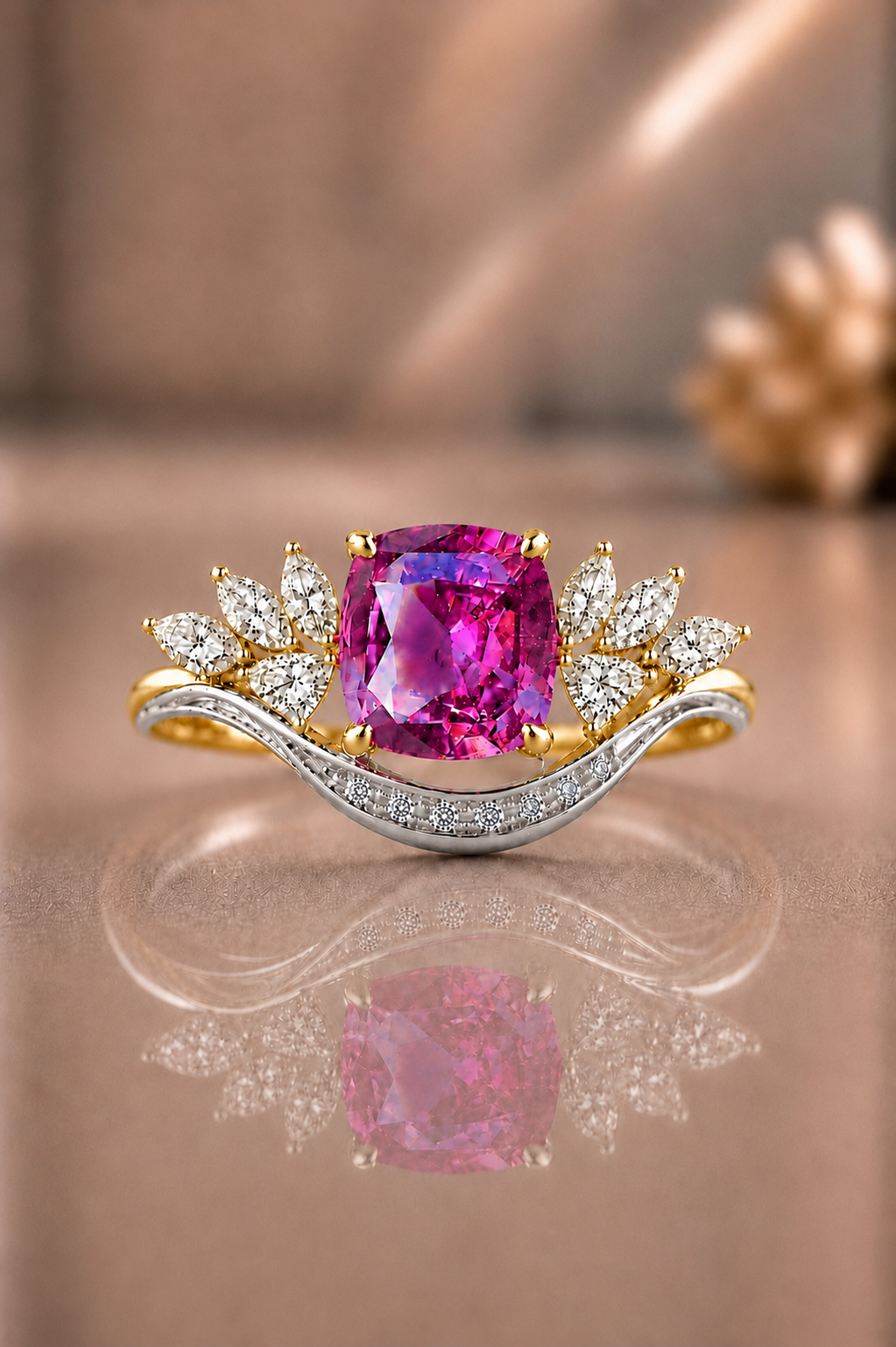 Rozalie Pink Sapphire & Diamond Ring