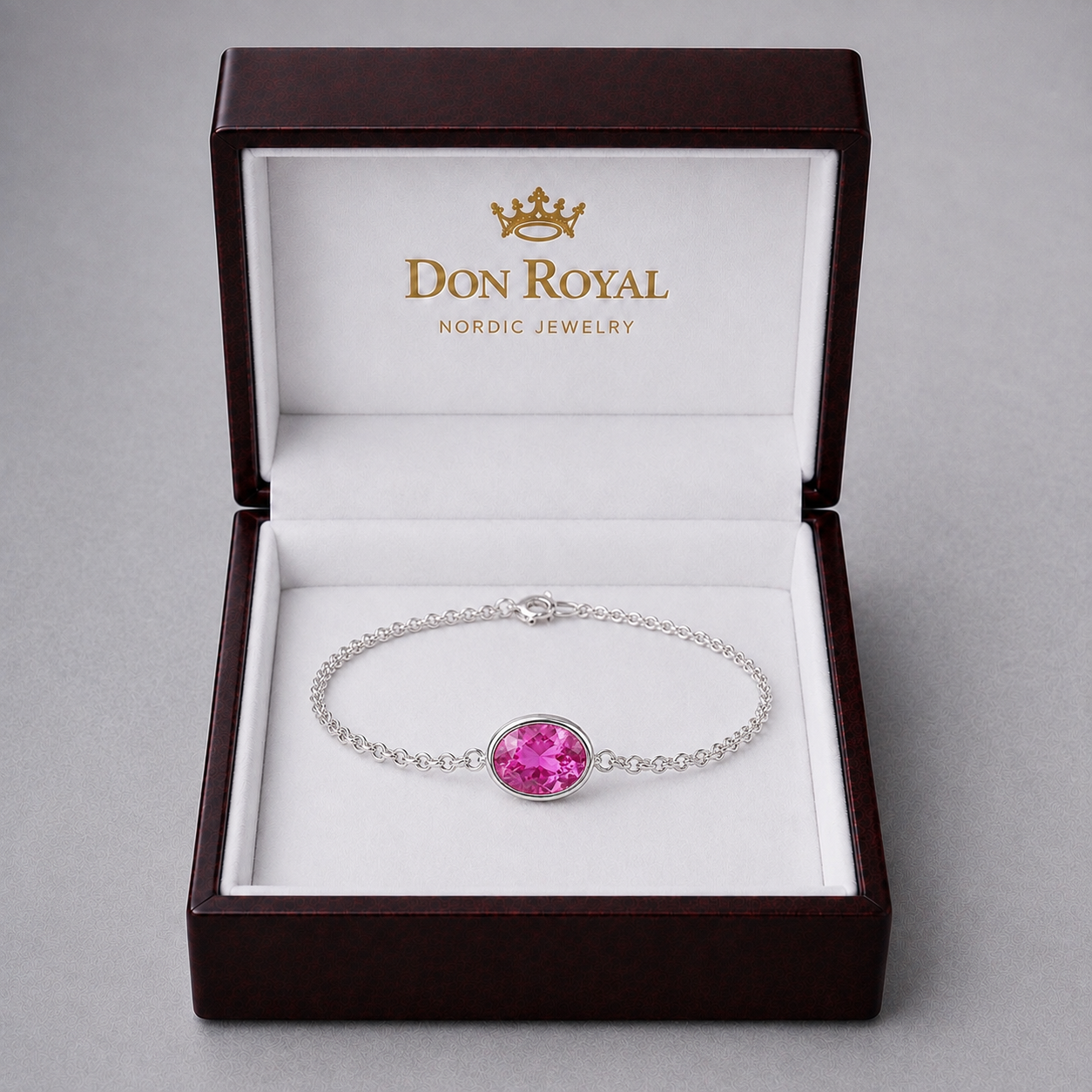 Natural Pink Sapphire Handcrafted Gold Bracelet Box