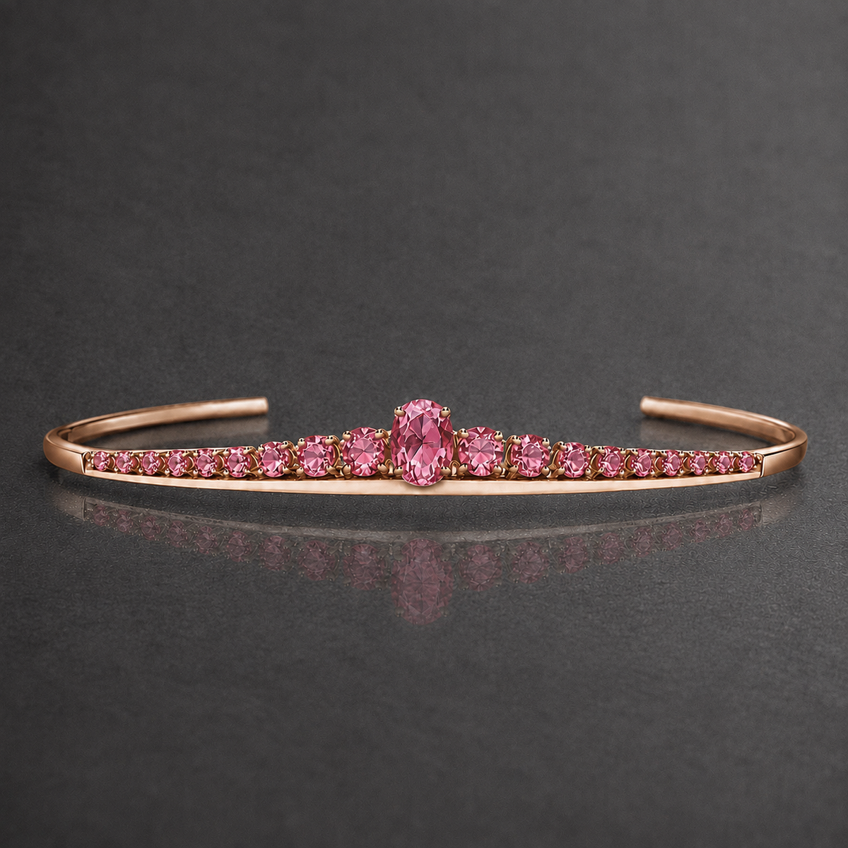 Natural Pink Sapphire Handcrafted Rose Gold Tiara