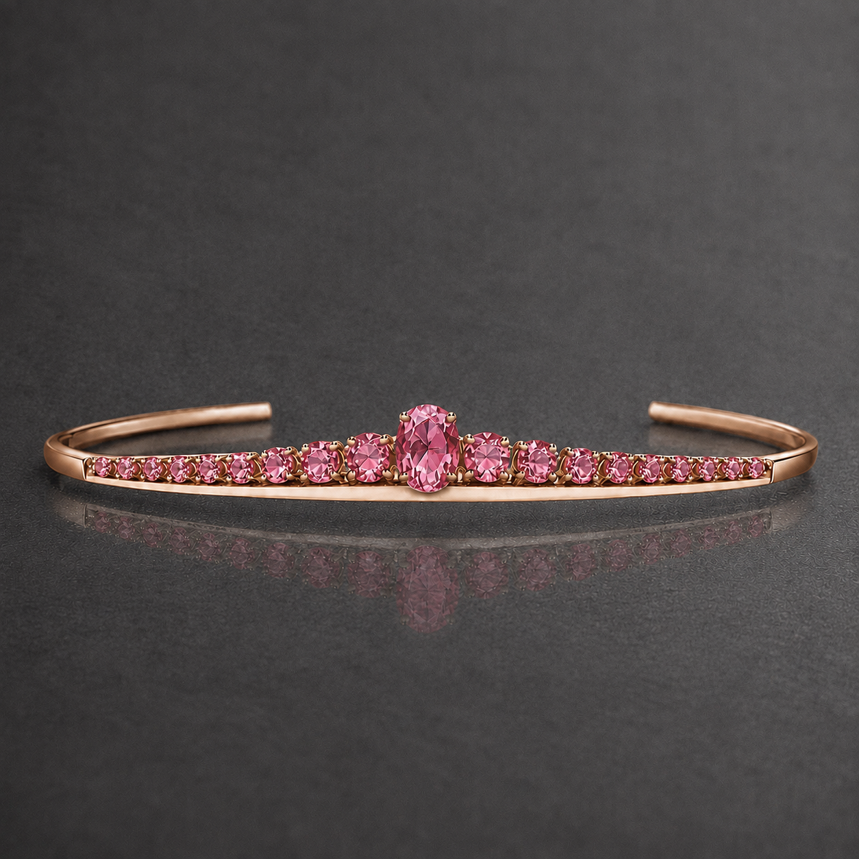 Natural Pink Sapphire Handcrafted Rose Gold Tiara