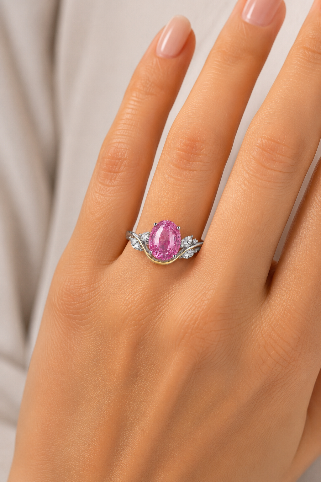Elise Pink Sapphire & Diamond Ring