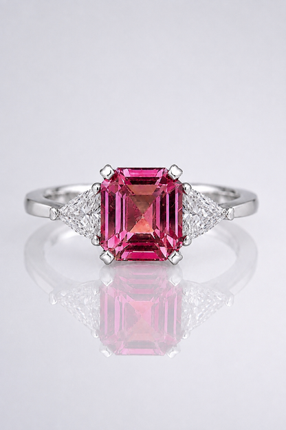 Natural Unheated Purplish Pink Color Changing Sapphire Diamond Handcrafted White Gold Ring