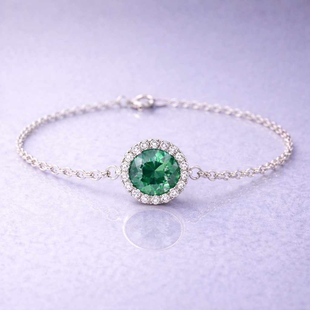 alexandrite halo diamond white gold bracelet