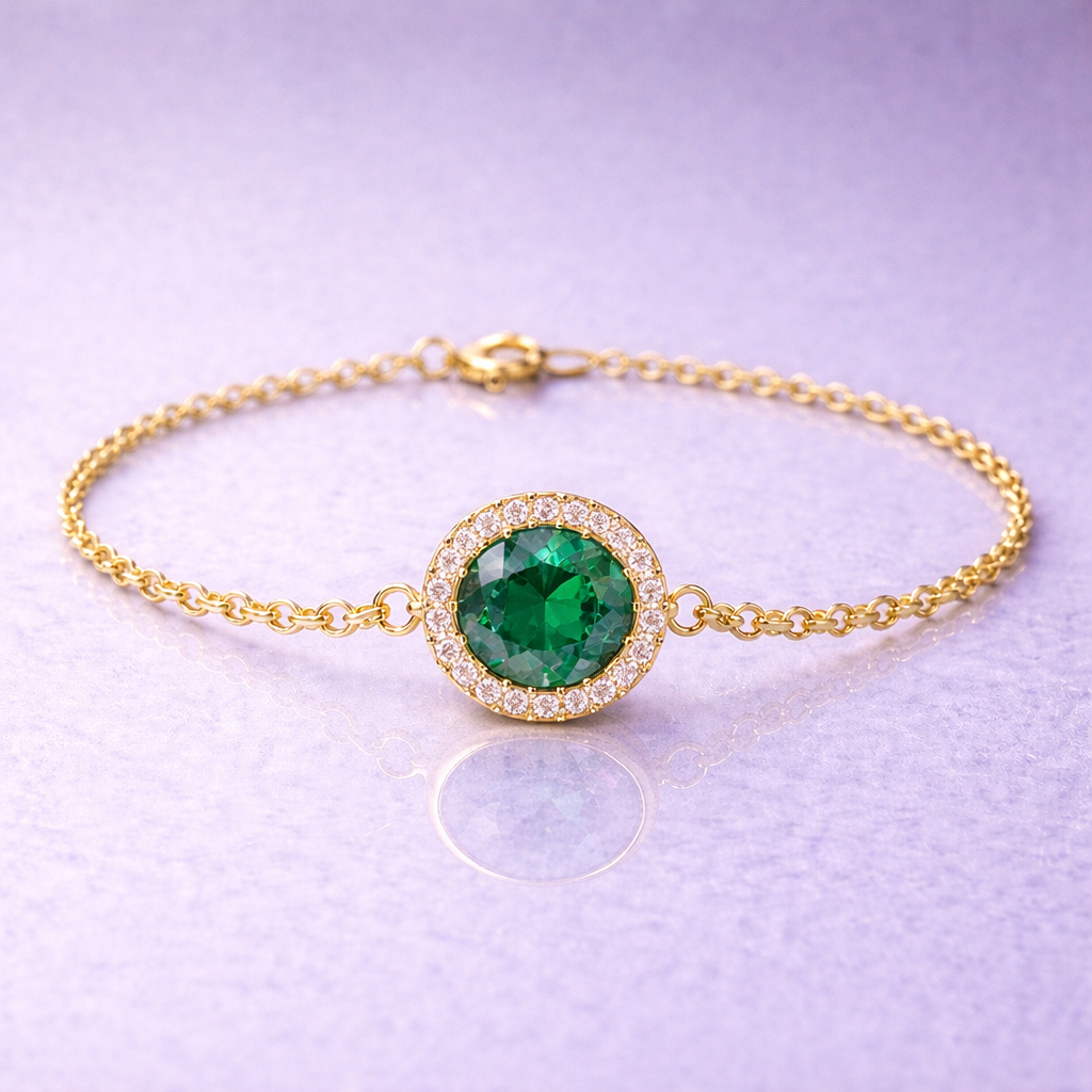 alexandrite halo diamond yellow gold bracelet