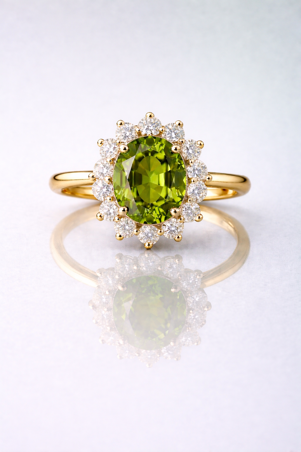 alexandrite diamond halo yellow gold ring