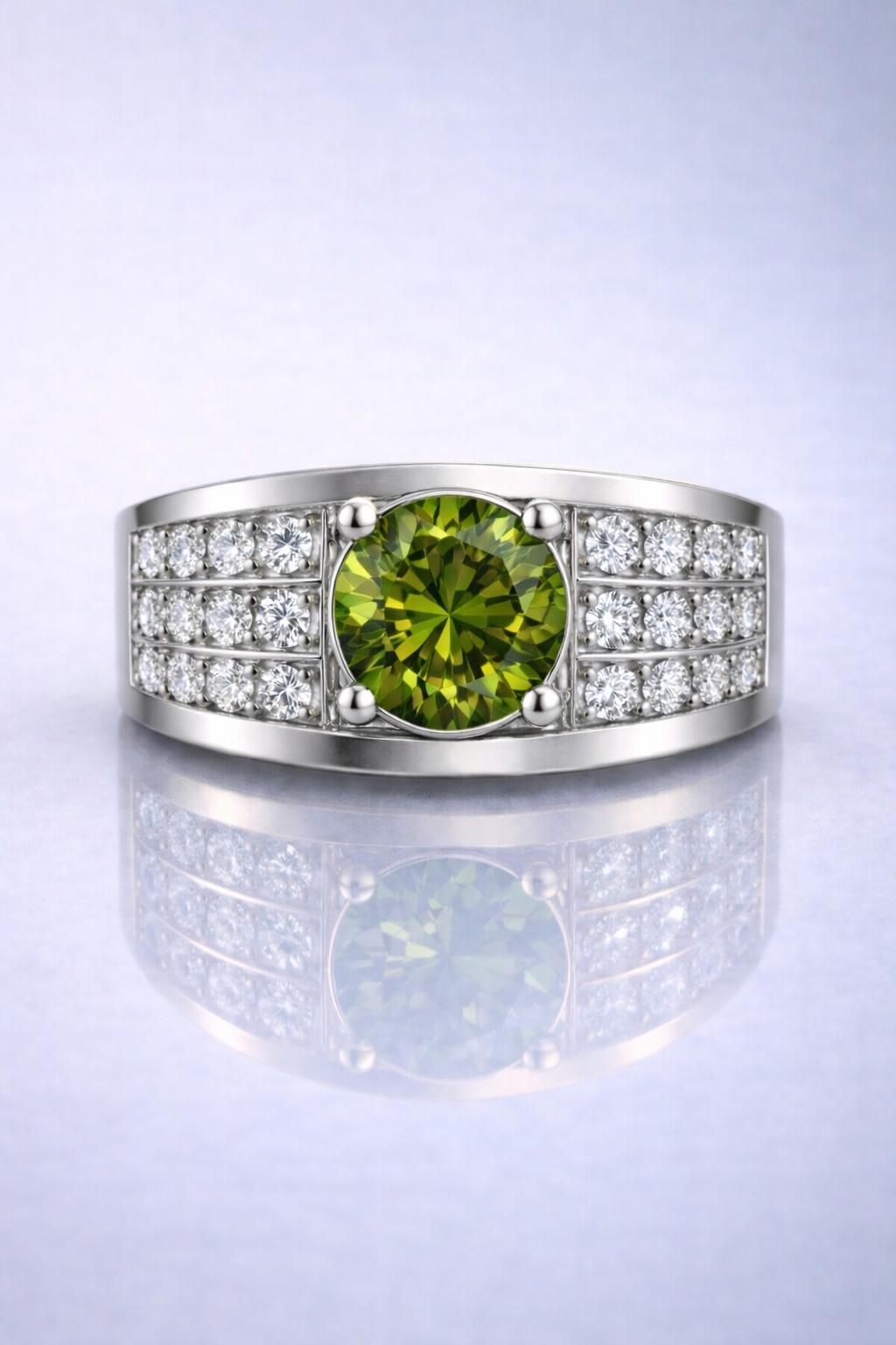 alexandrite diamond white gold ring