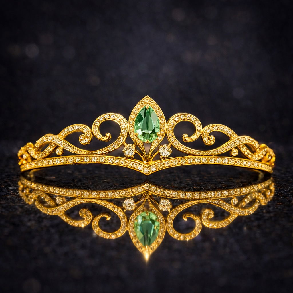 alexandrite diamond yellow gold tiara