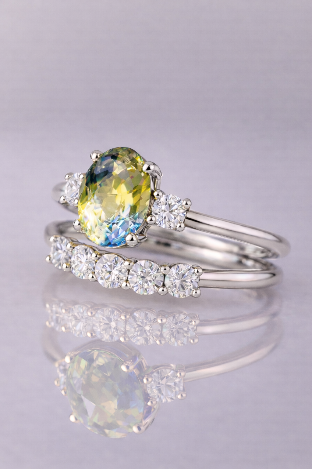 bicolor sapphire diamond platinum ring