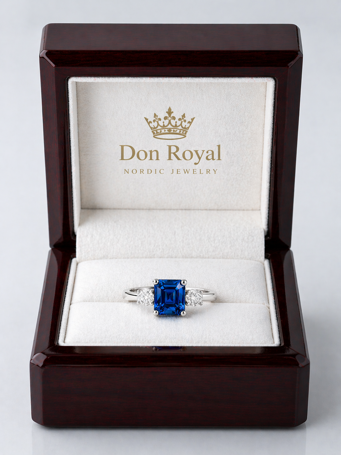 blue sapphire diamond white gold ring
