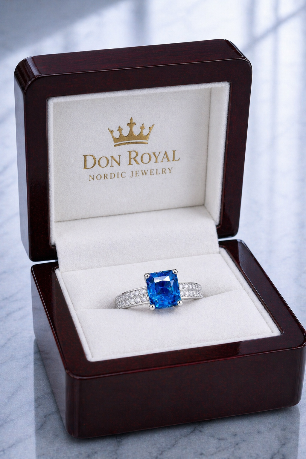 blue sapphire diamond gold ring
