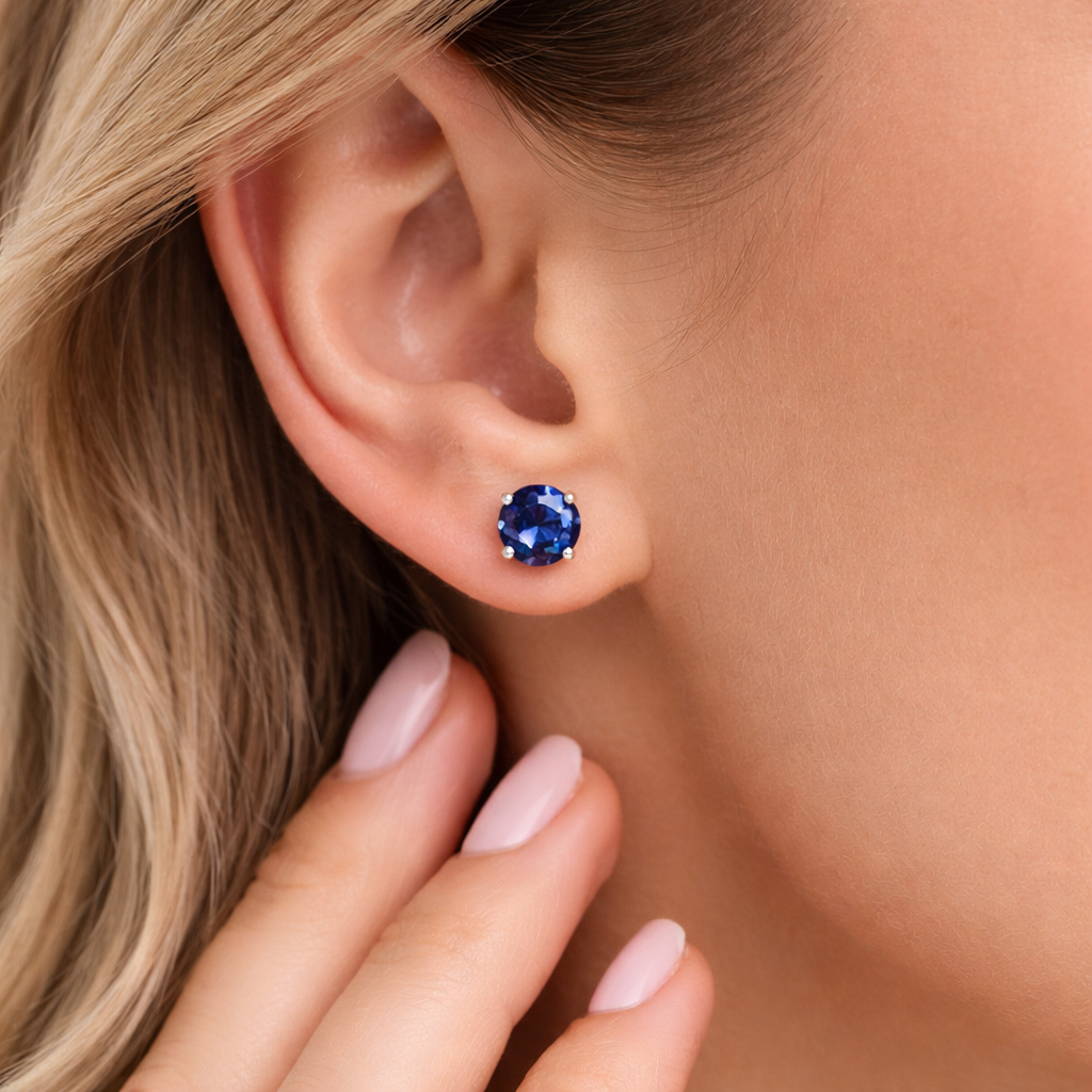 blue sapphire white gold earrings model