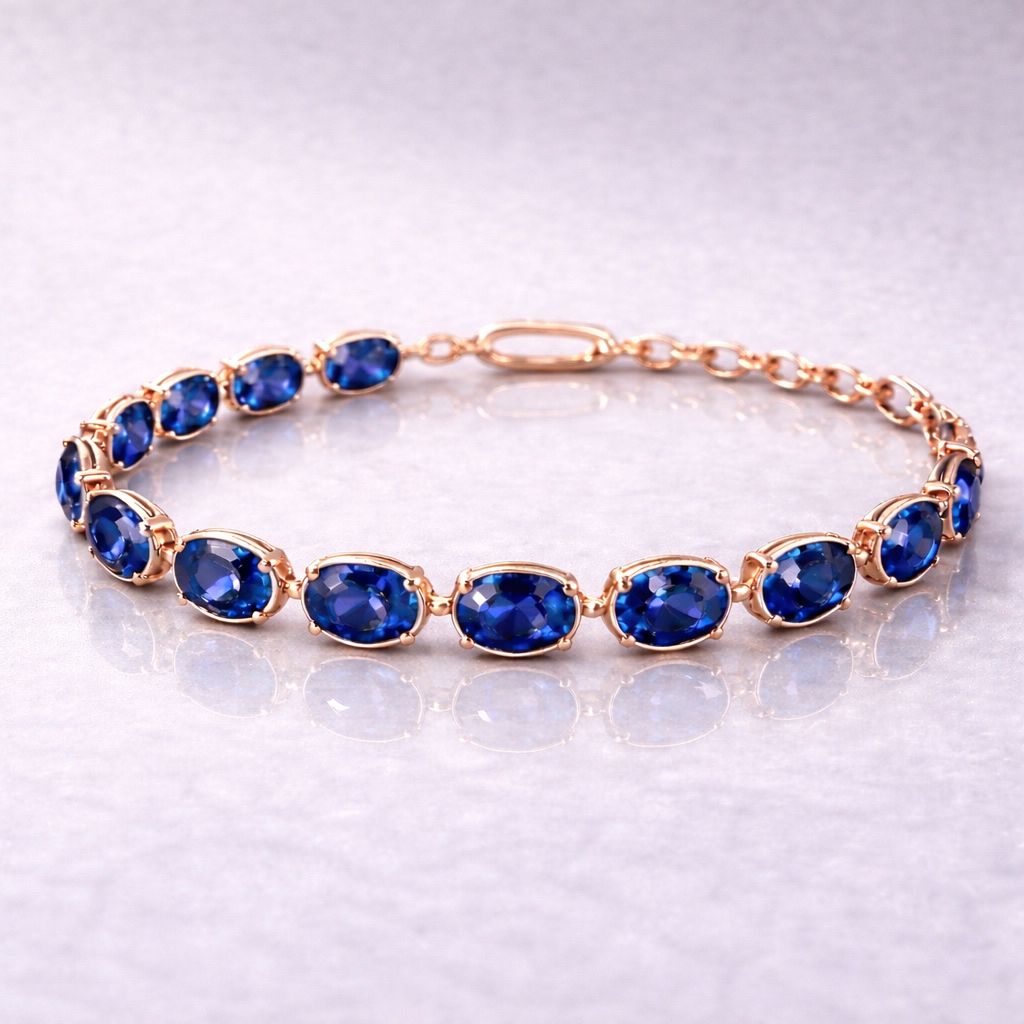blue sapphire rose gold bracelet