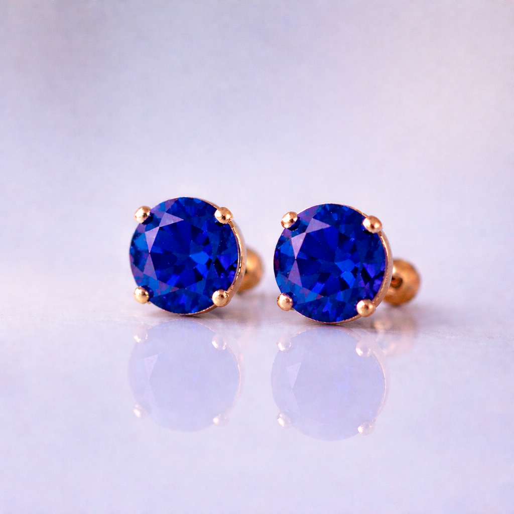 blue sapphire rose gold earrings