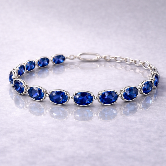 blue sapphire white gold bracelet