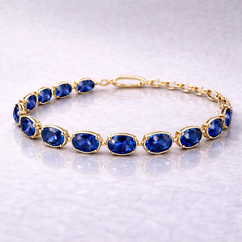 blue sapphire yellow gold bracelet