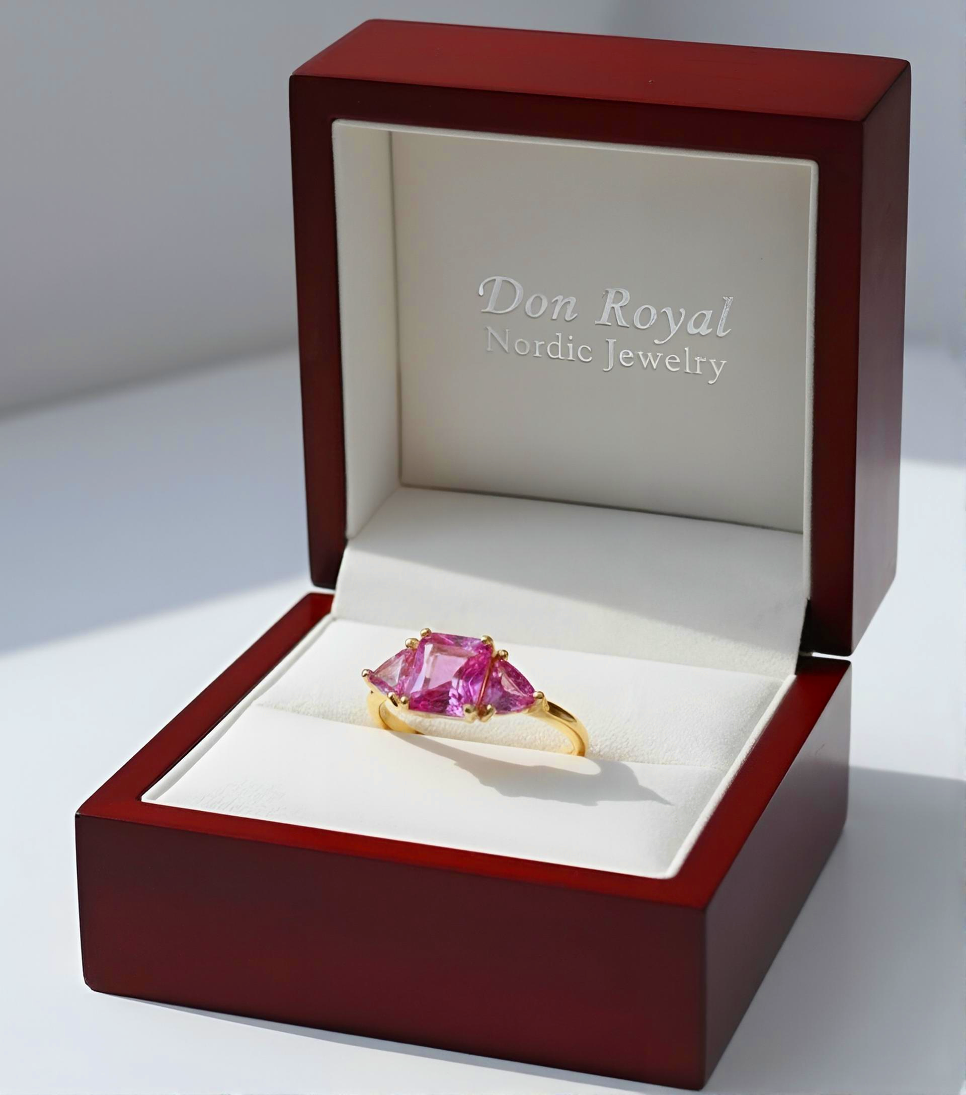Luxury multicolor sapphire ring in jewelry box