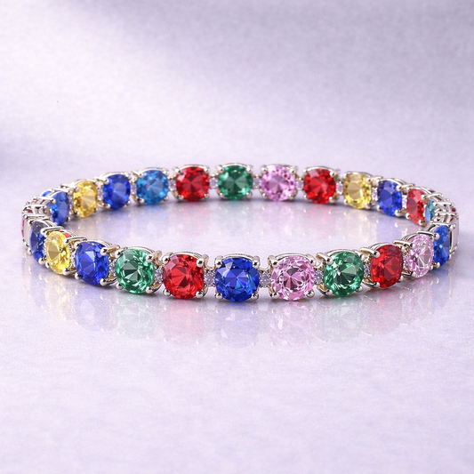 multicolored sapphire diamond white gold tennis bracelet