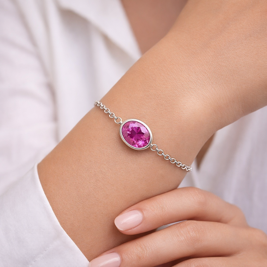 pink sapphire white gold bracelet model