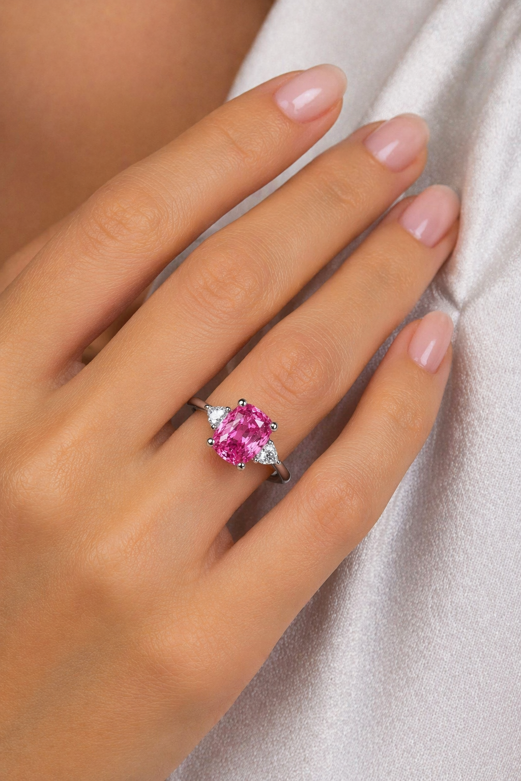 pink sapphire diamond gold ring model