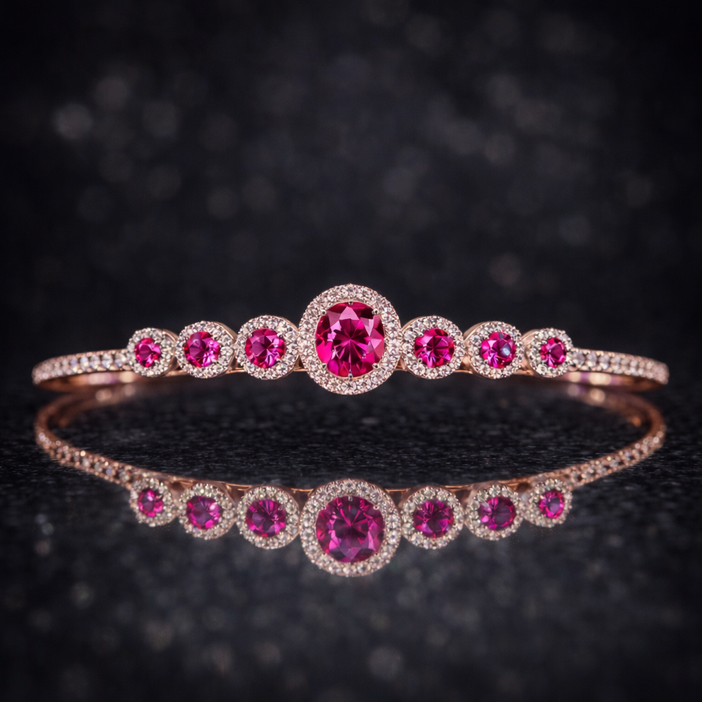 pink sapphire diamond halo rose gold tiara
