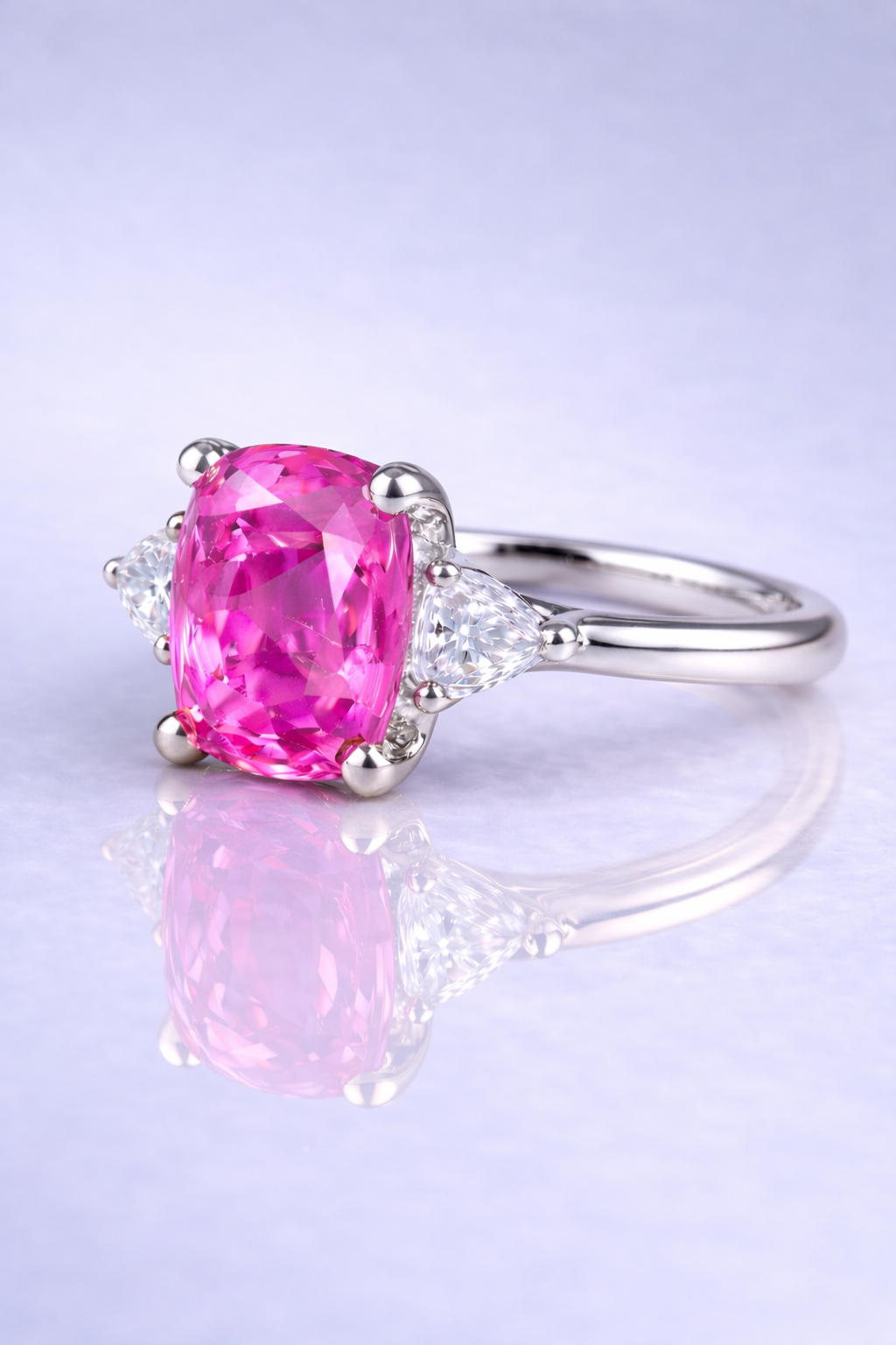 pink sapphire diamond platinum ring