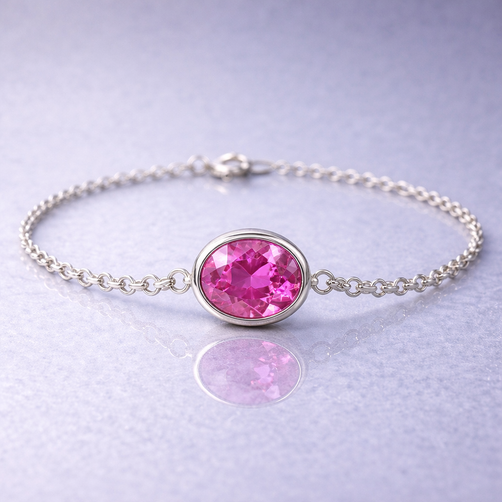 pink sapphire white gold bracelet