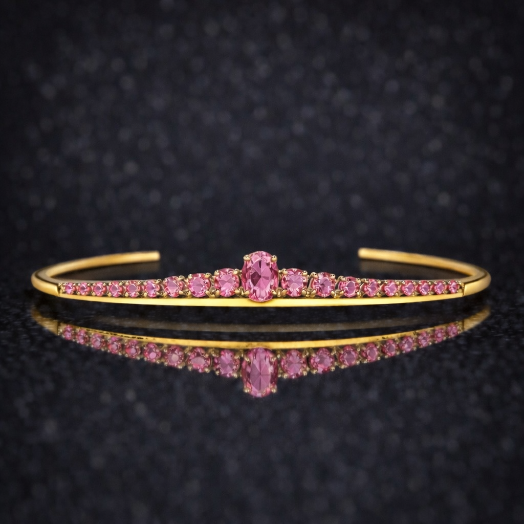 pink sapphire yellow gold tiara