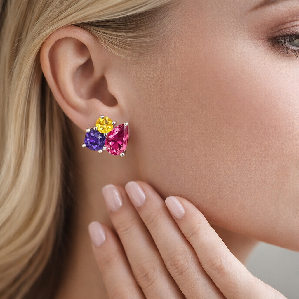 multicolored sapphire earrings model