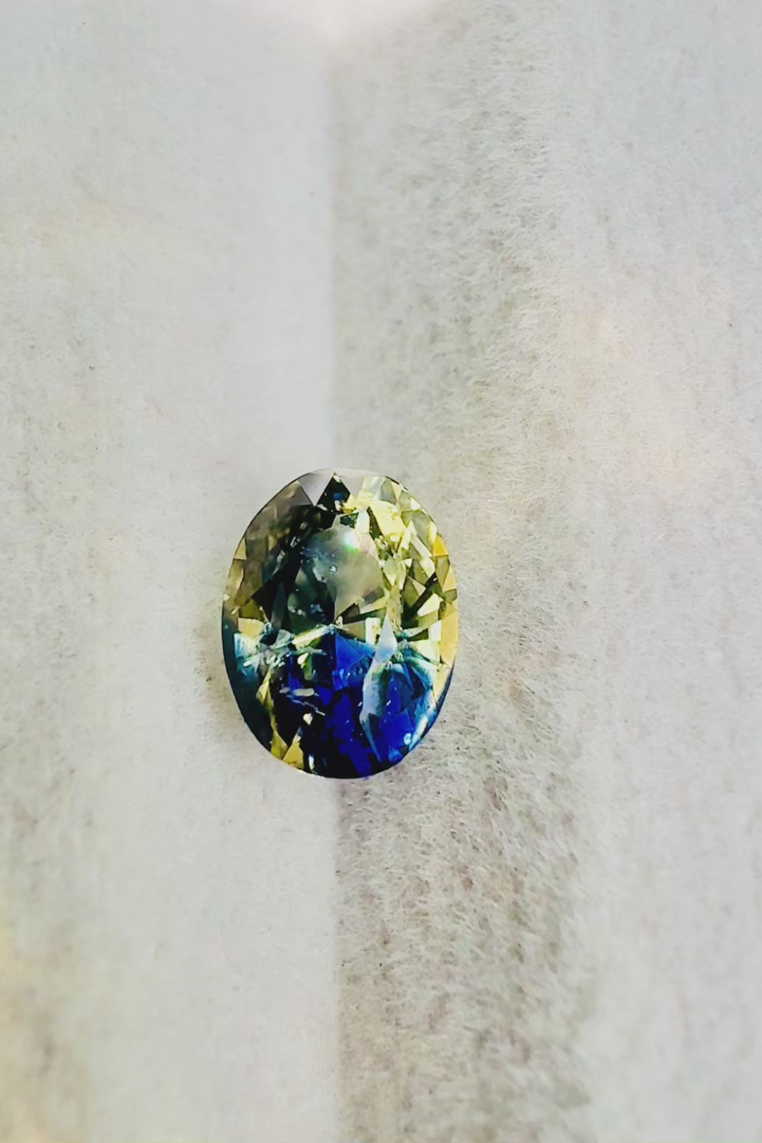 1.74 ct unheated bicolor sapphire certified