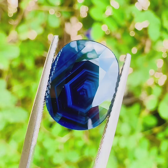 7.82 ct unheated dark blue sapphire gia certified