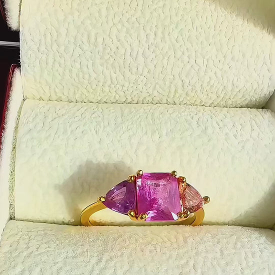 2.11 ct multicolored sapphire yellow gold ring certified